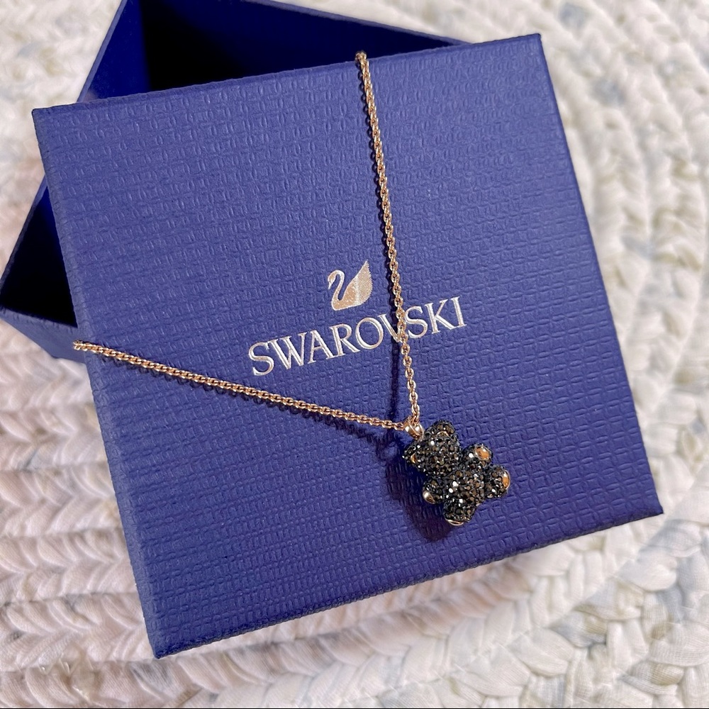 Swarovski NIB Rose Gold & Jet Black Teddy Necklace